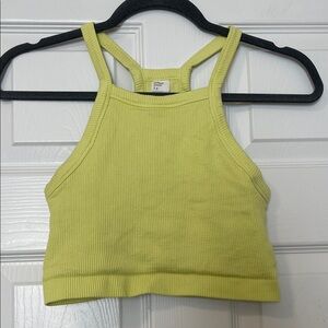 Fabletics Green Ribbed Crop Tank Top